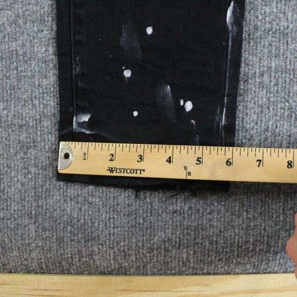 Purple Brand Jeans Mens 33 P001 Low Rise Slim Black Paint Splatter Streetwear - Picture 15 of 16